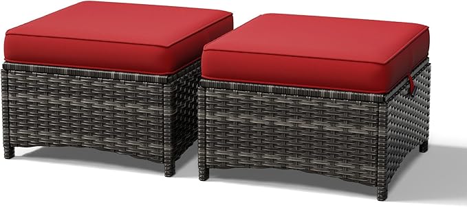 Outdoor Ottoman Set of 2 with Cushions