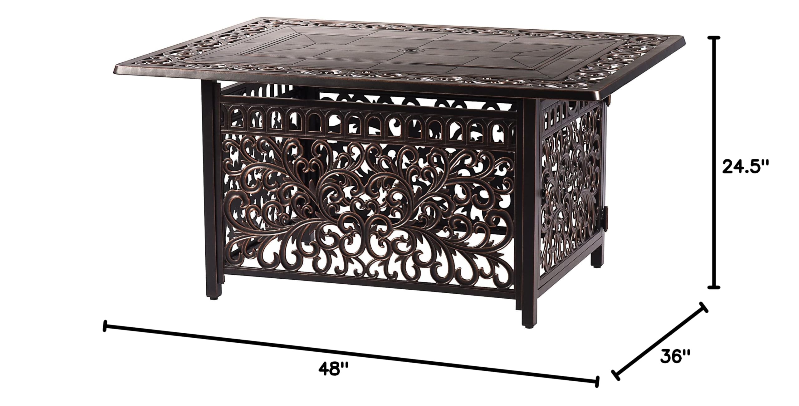 Rectangular Aluminum Propane Fire Pit Table
