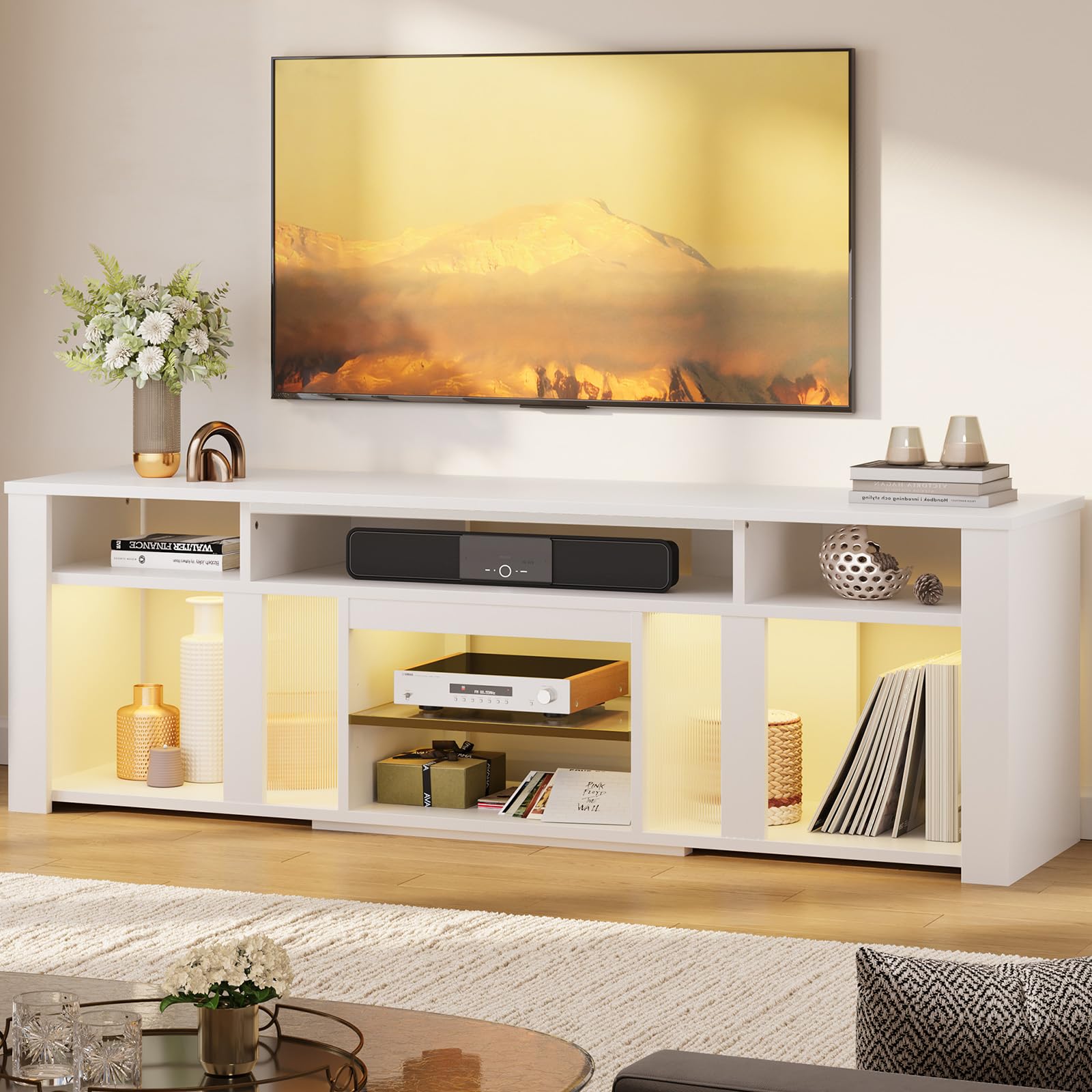 80 LED TV Stand with Adjustable Shelves