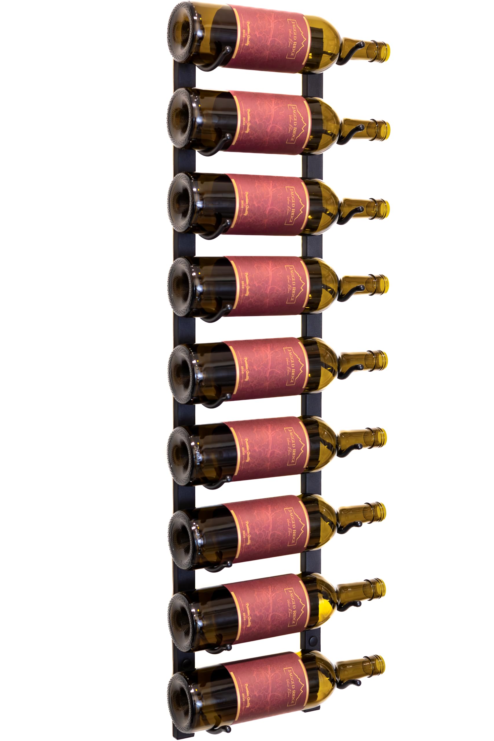 Wall Mounted Wine Rack 9 Bottle Metal Black
