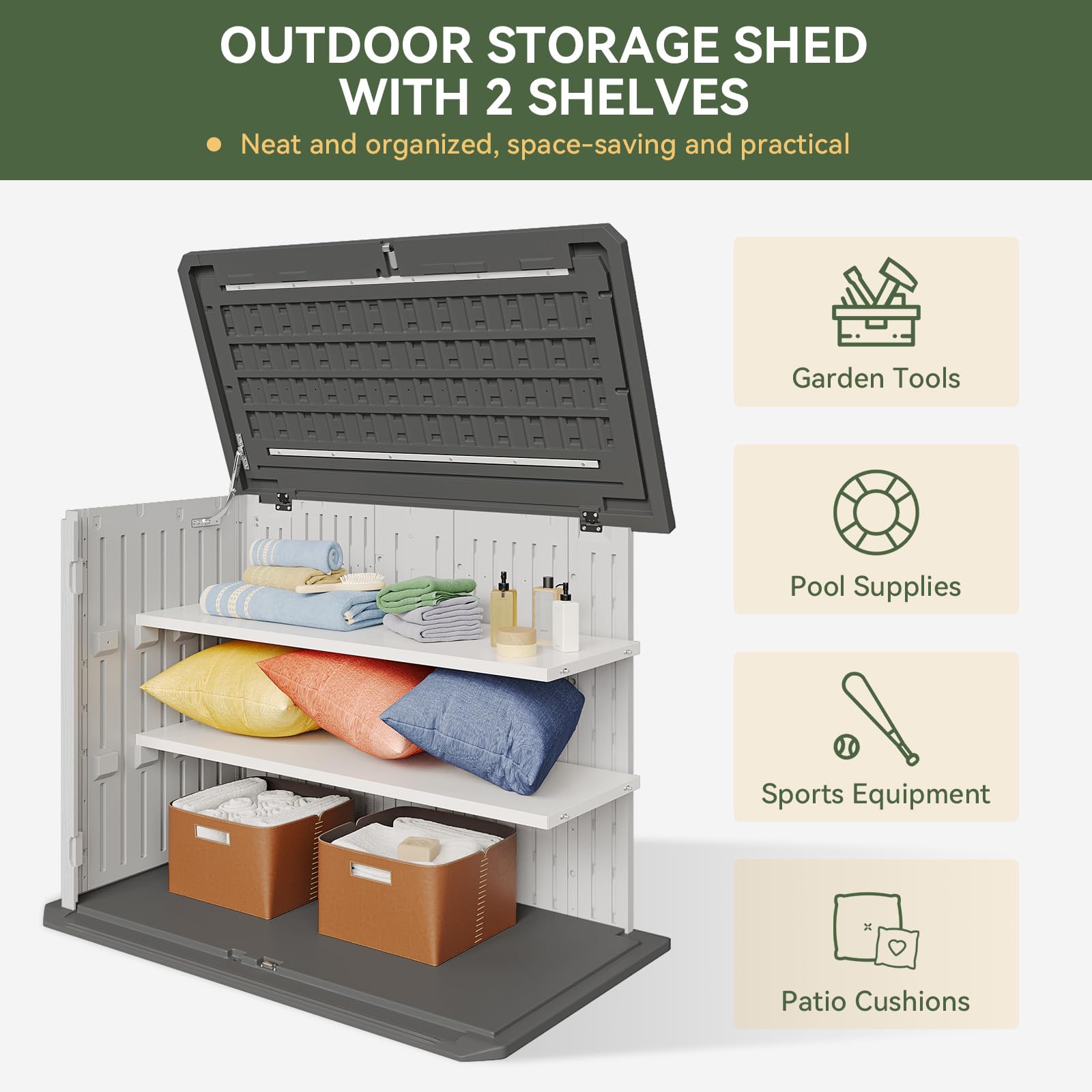 White Outdoor Storage Cabinet with 2 Shelves