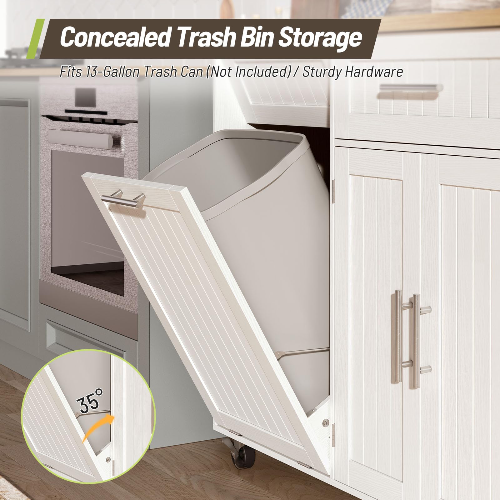 Rolling Kitchen Island Cart with Storage and Charging Station