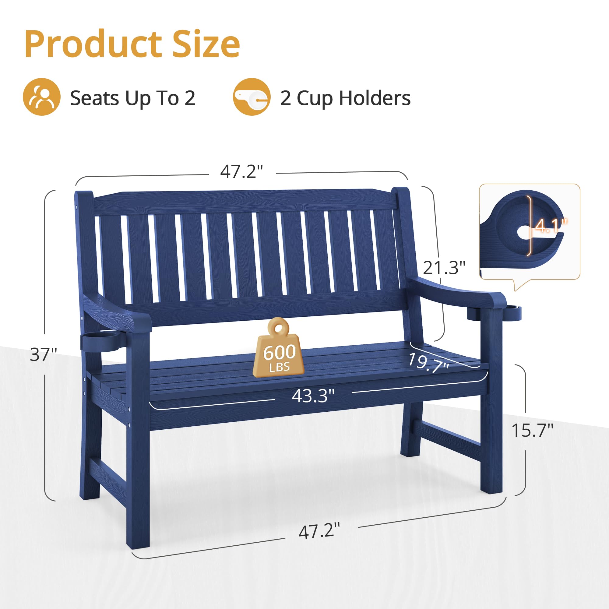 2-Person HDPS Outdoor Bench