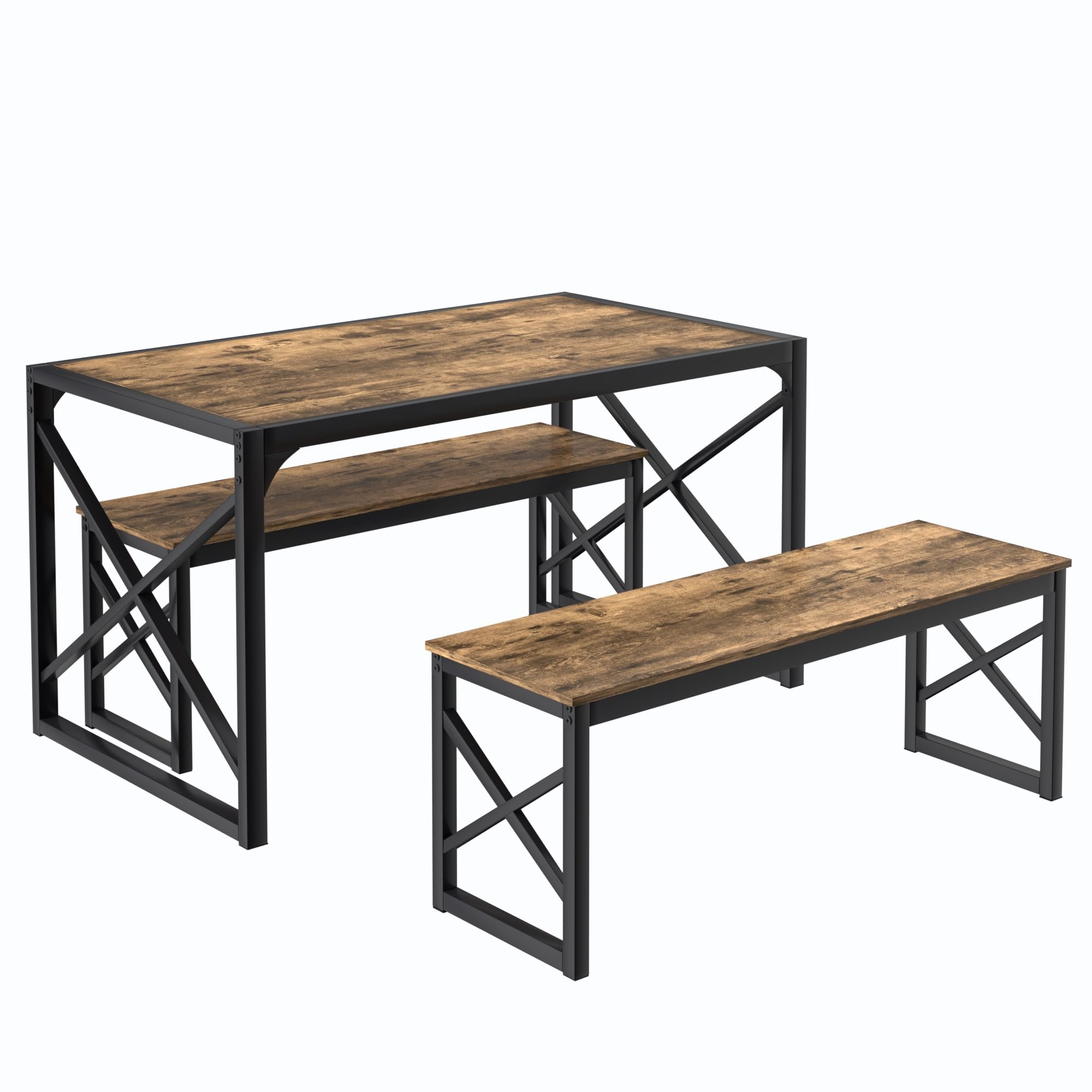 55" Dining Table Set with 2 Benches