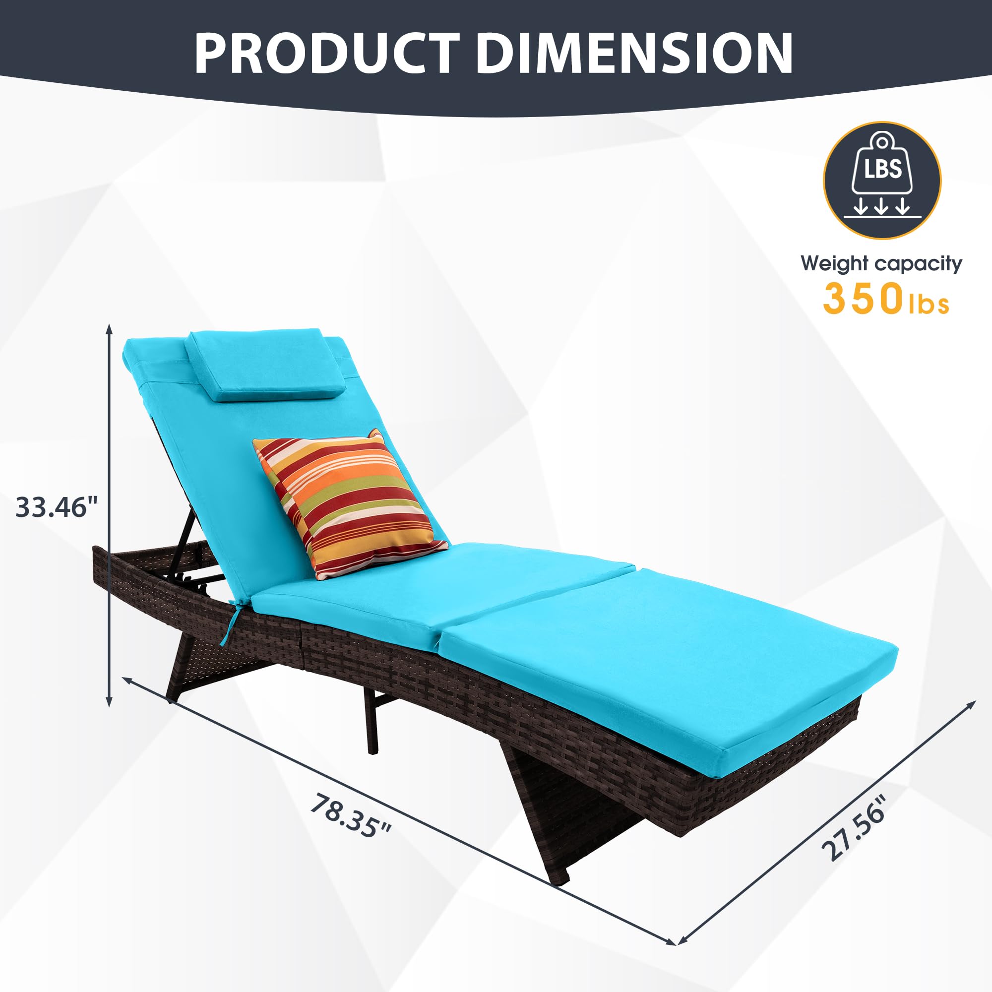 Wicker Chaise Lounge Chair Set of 2