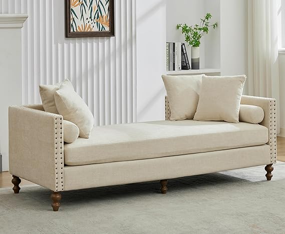 Upholstered Chaise Lounge Chair with Pillows