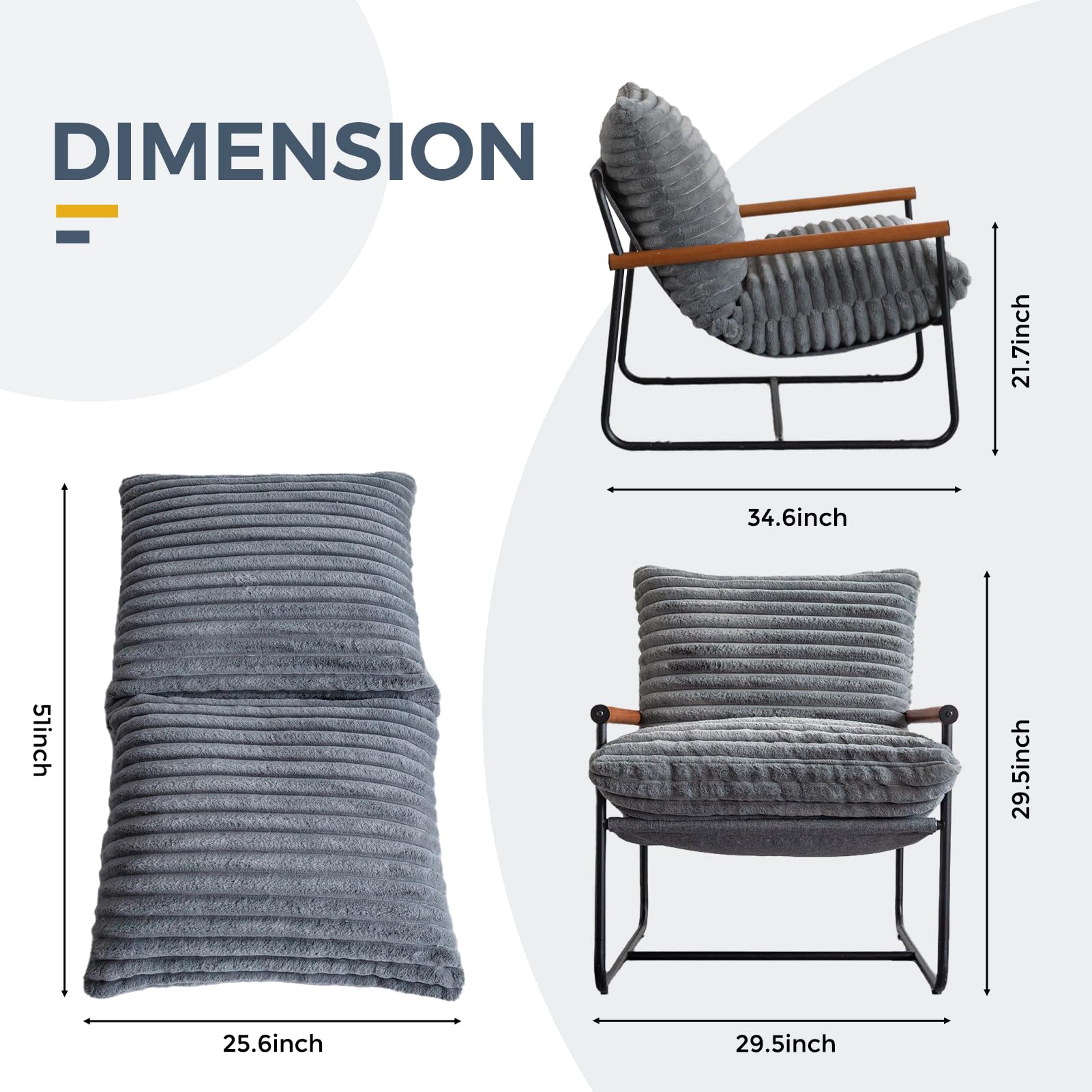Sherpa Accent Chair with Wooden Arms