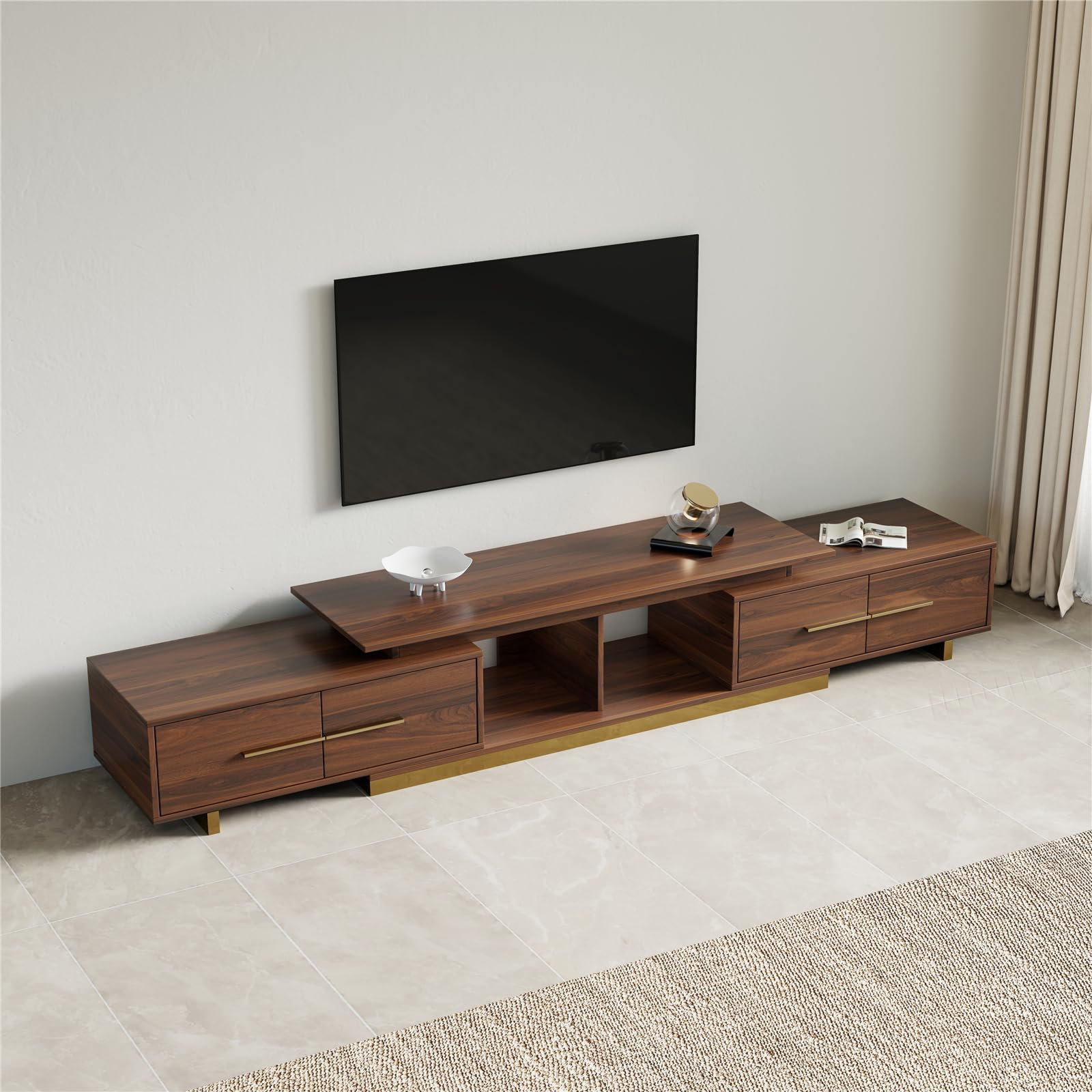 Extendable TV Stand with 4 Drawers
