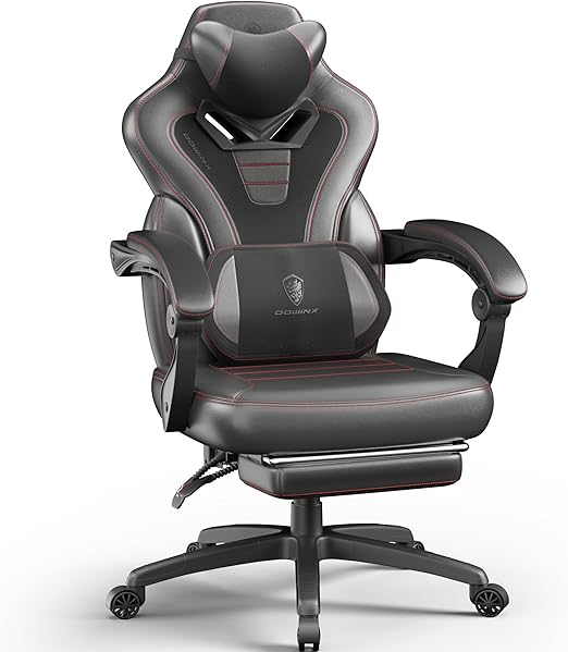 Gaming Chair with Footrest and Massage