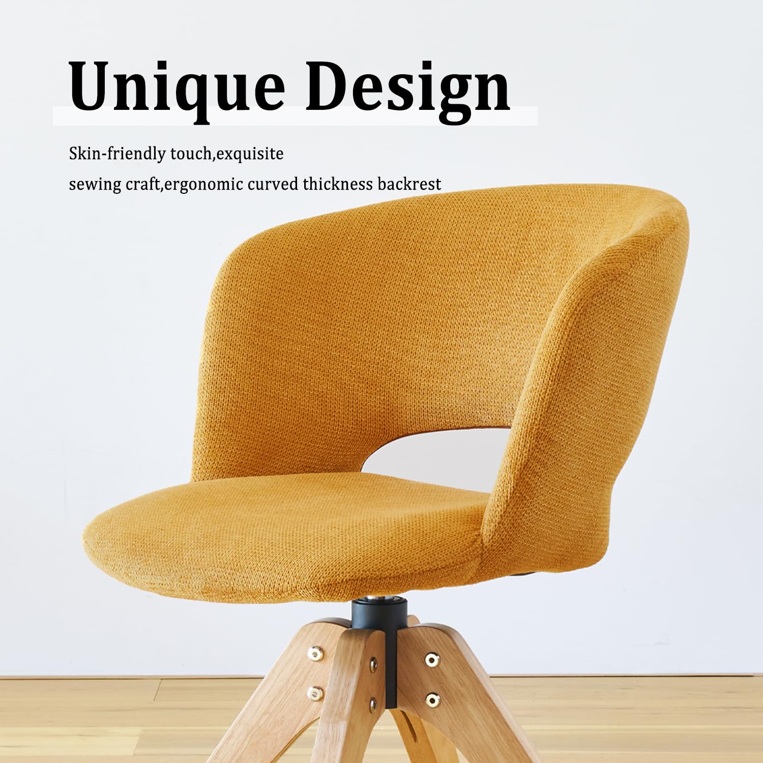 Mid-Century Modern Swivel Accent Chair with Oak Wood Legs