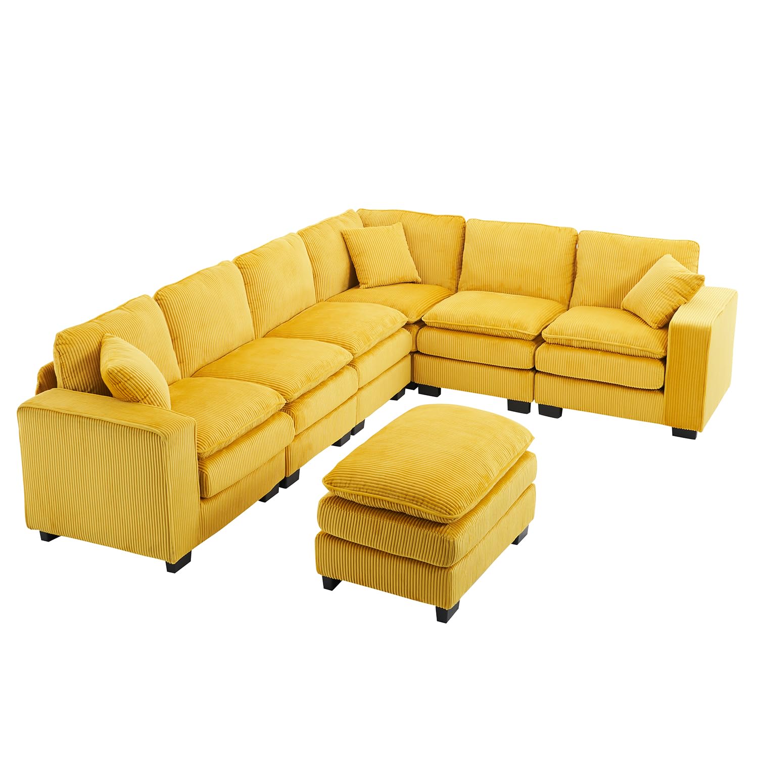 Large Modular Sectional Sofa 6-Seat with Ottoman