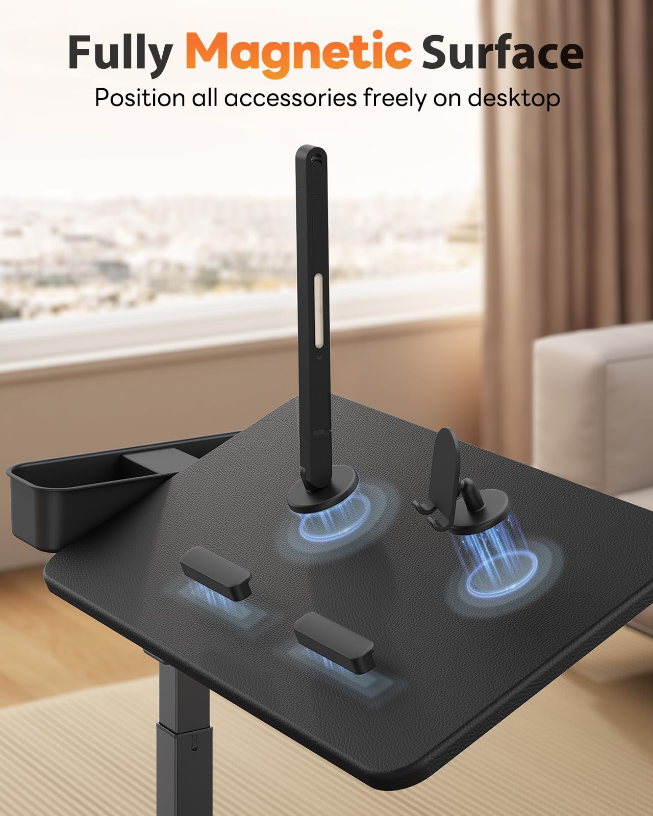 Magnetic Overbed Table with Wheels