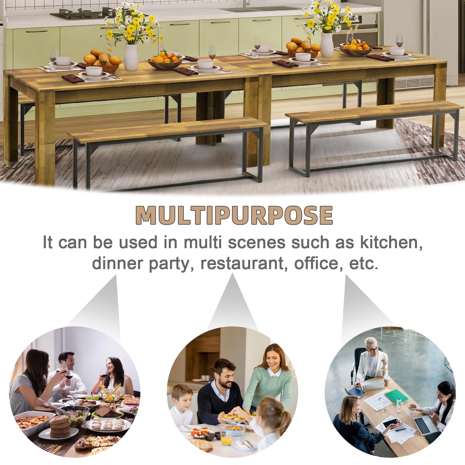 71" Kitchen Dining Room Table for 6-8