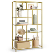 6-Tier Tall Bookshelf with Tempered Glass Shelves