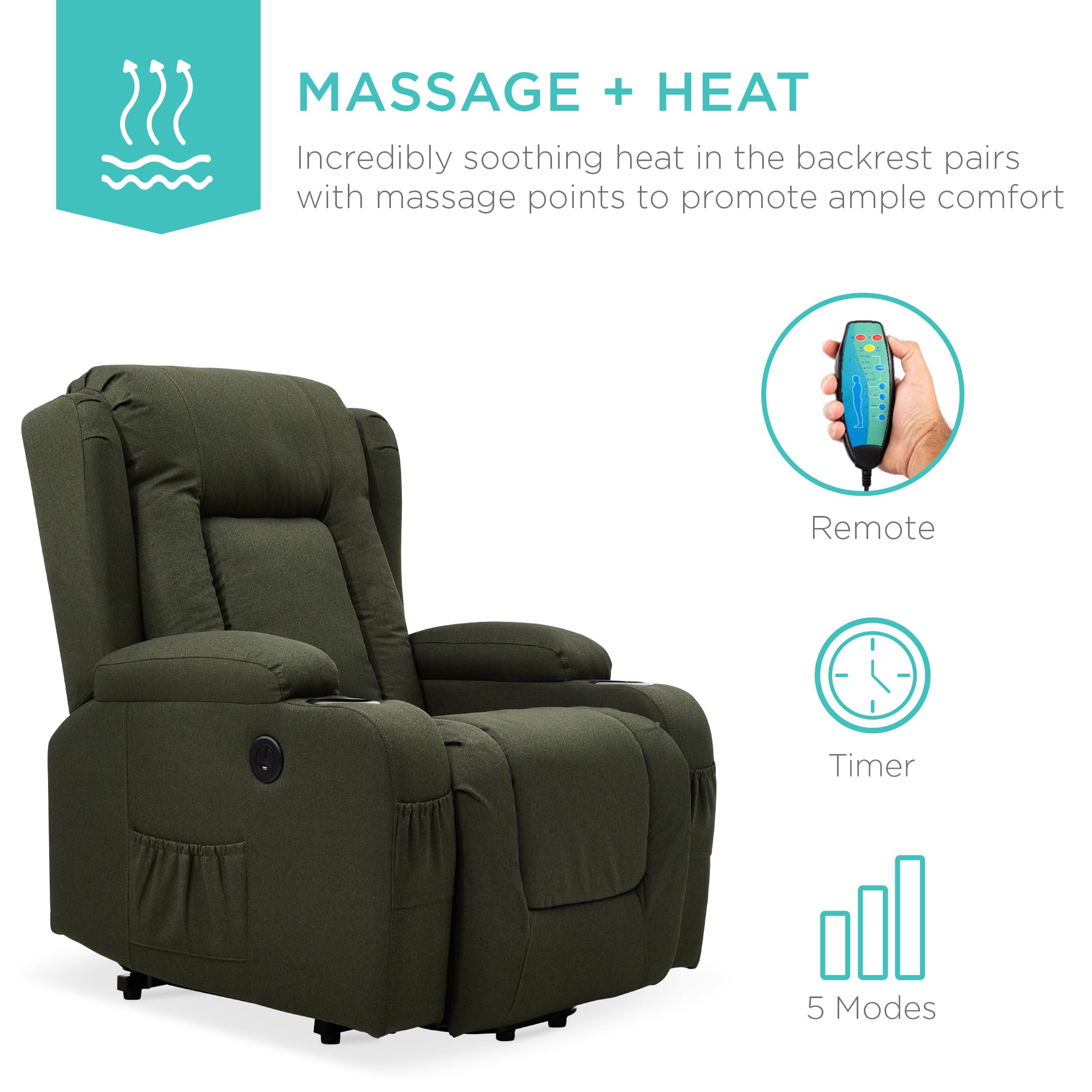 Power Lift Recliner Chair with Massage and Heat