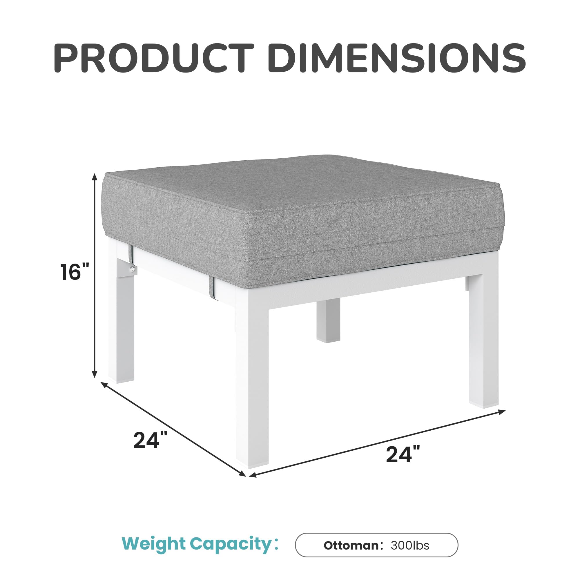 Outdoor Patio Ottoman Set of 2 with Cushions