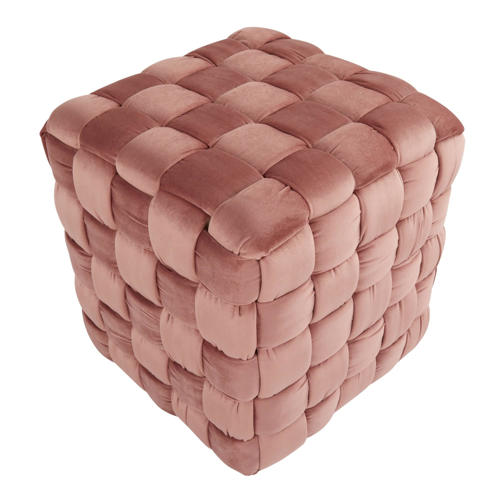 Braided Square Velvet Ottoman 16.5"