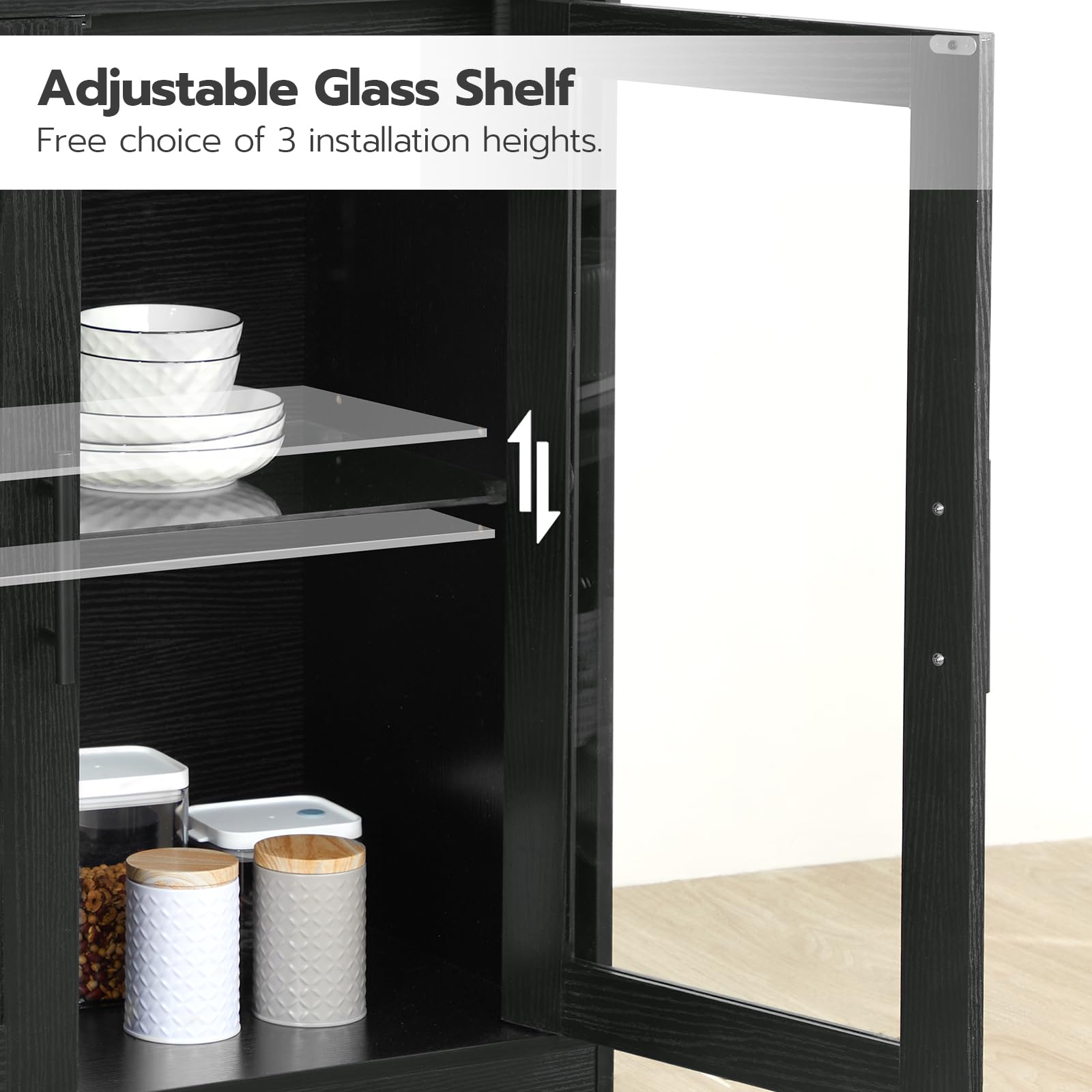 Wine Bar Cabinet with LED Light and Power Outlets
