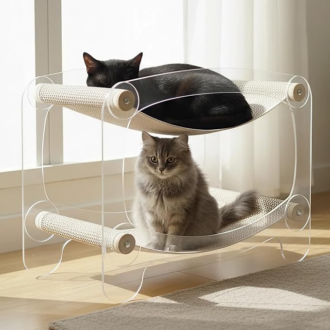 Cat Bedside Table with Acrylic Guardrail