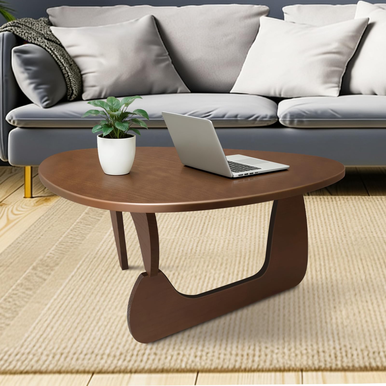 Semicircular Walnut Coffee Table