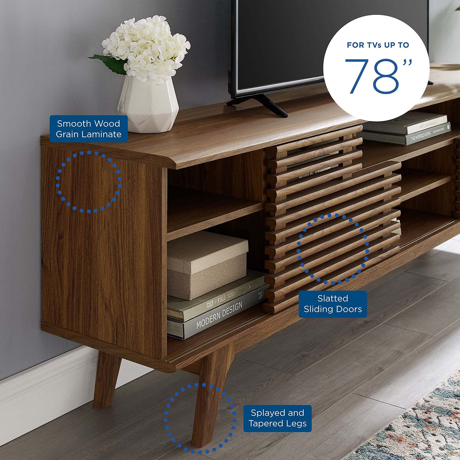 71" Mid-Century Media Console TV Stand