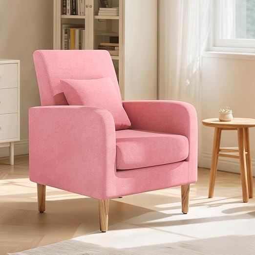 Mid-Century Upholstered Accent Chair with Lumbar Support