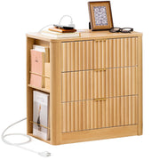 Fluted Nightstand Set with Charging Station