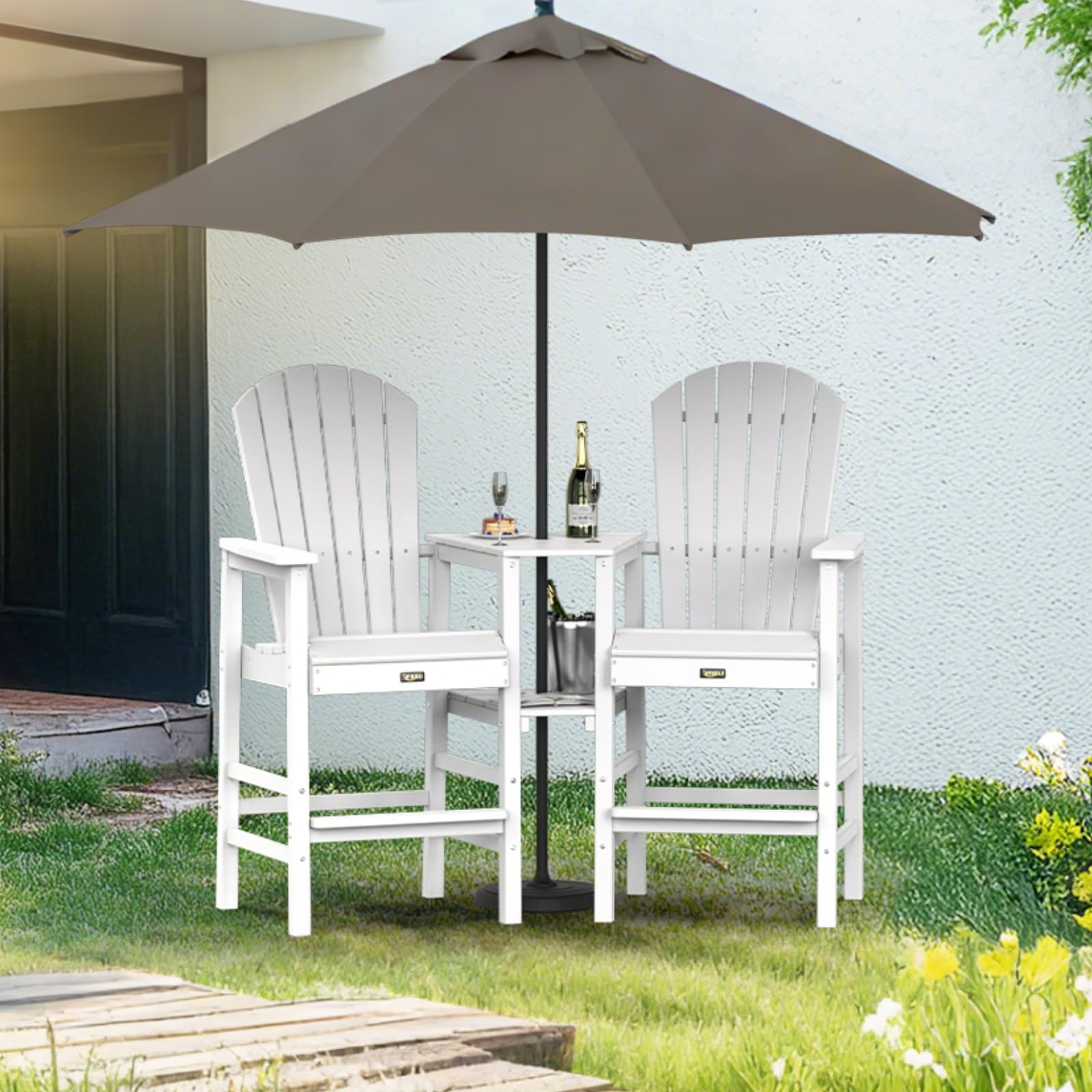 Tall Adirondack Chairs Set of 2 with Dual Trays