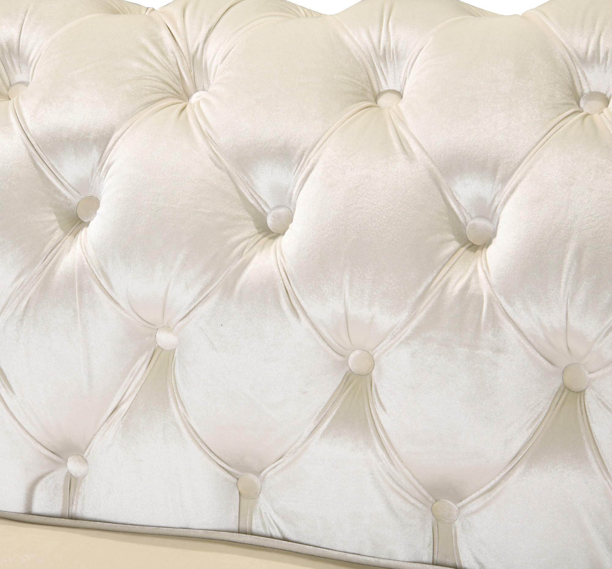 Velvet Chesterfield Sofa 3 Seater White