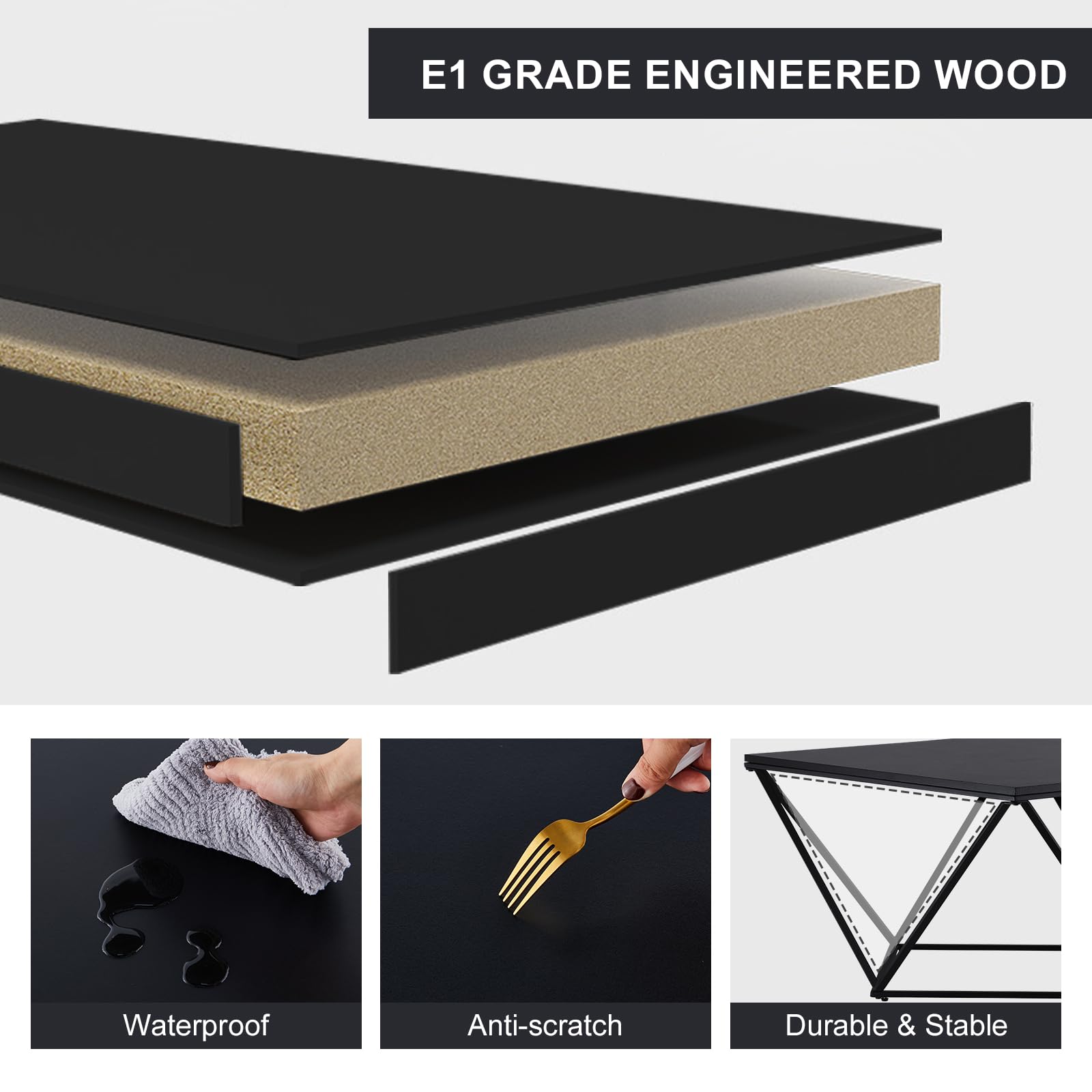 Square Coffee Table - Modern Industrial Style