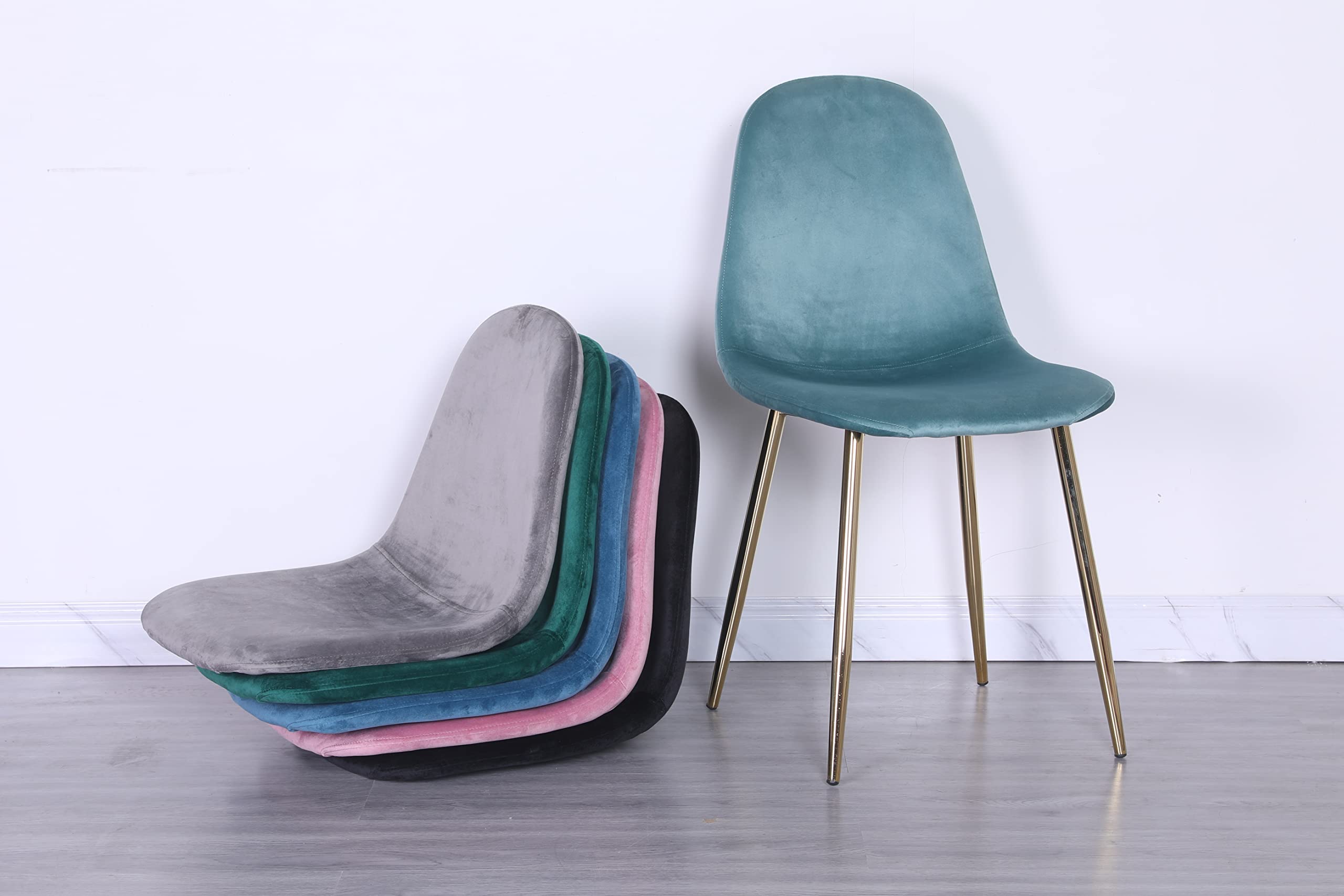 Velvet Dining Chairs Set of 4 with Gold Chrome Legs