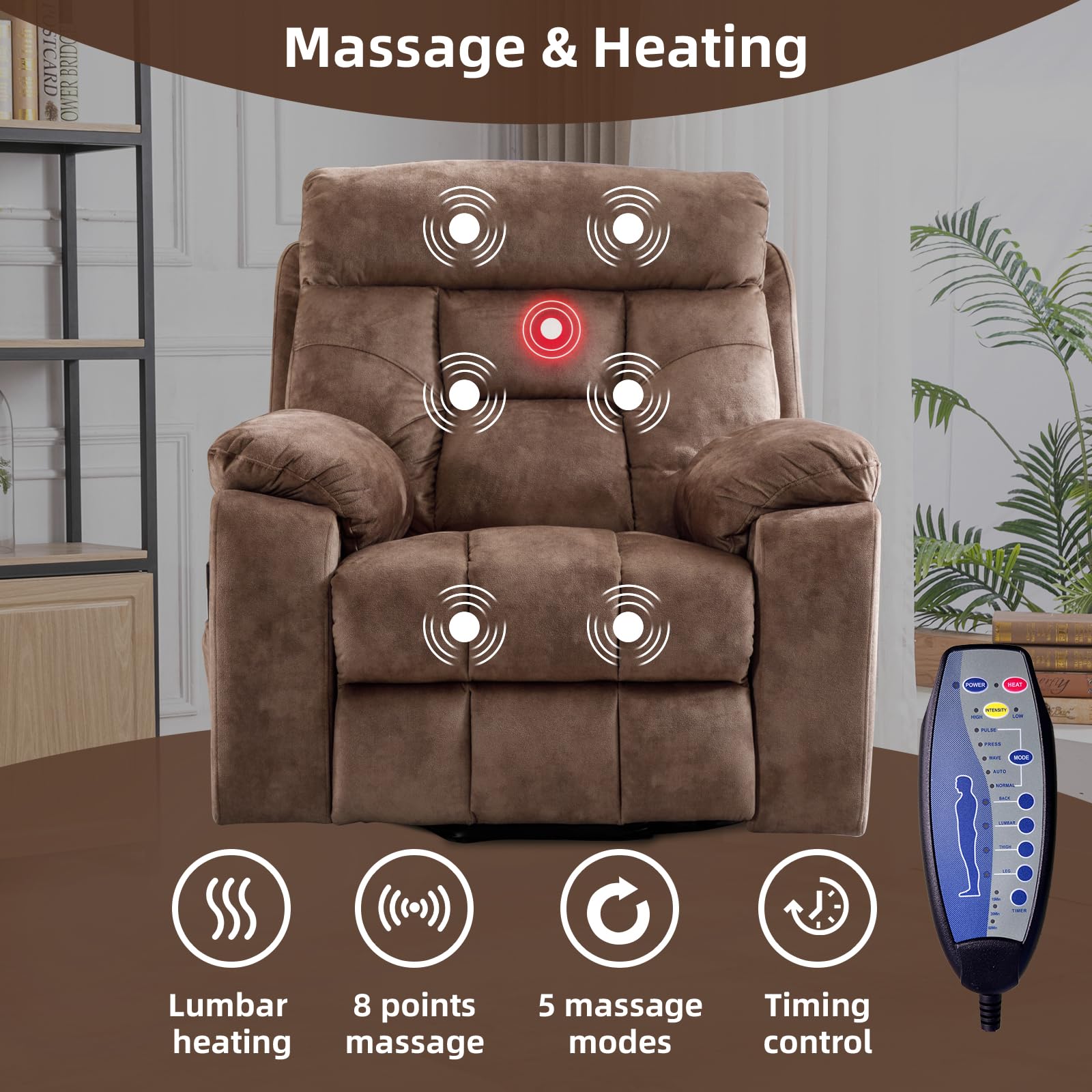 Power Lift Recliner Chair with Massage and Heat