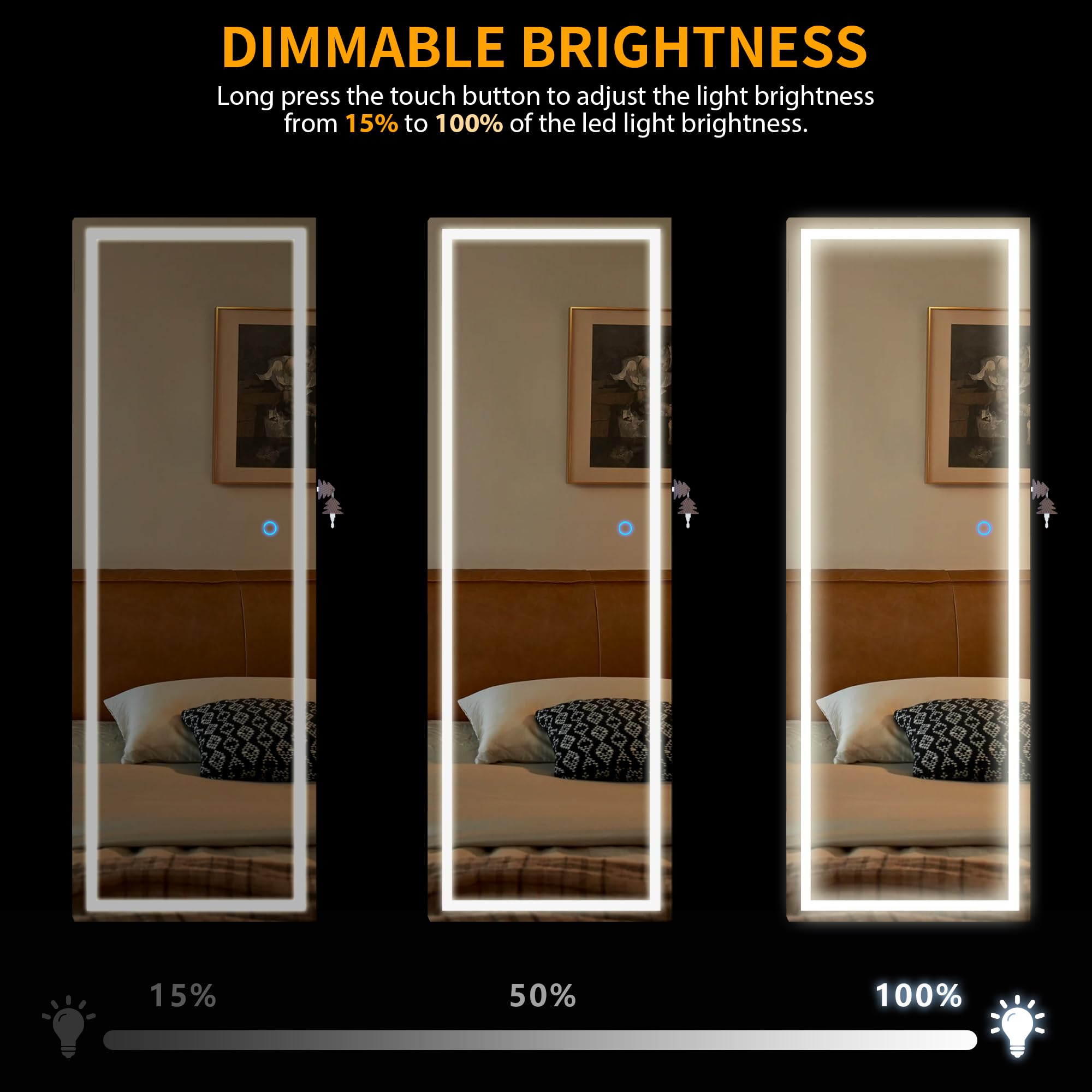 LED Mirror Jewelry Cabinet with Wall/Door Mount