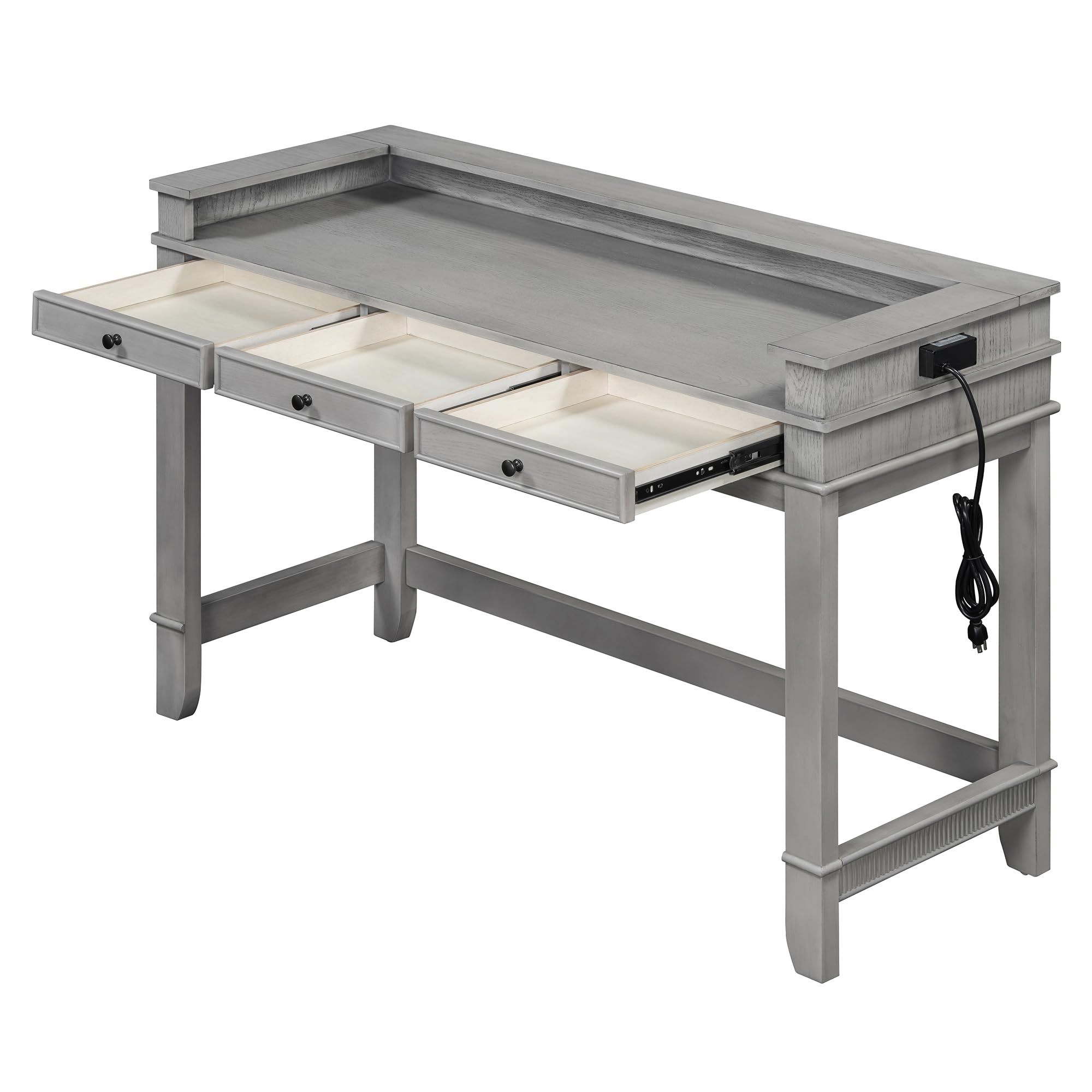 4-Piece Counter Height Dining Set with Charging Station and Storage Drawers