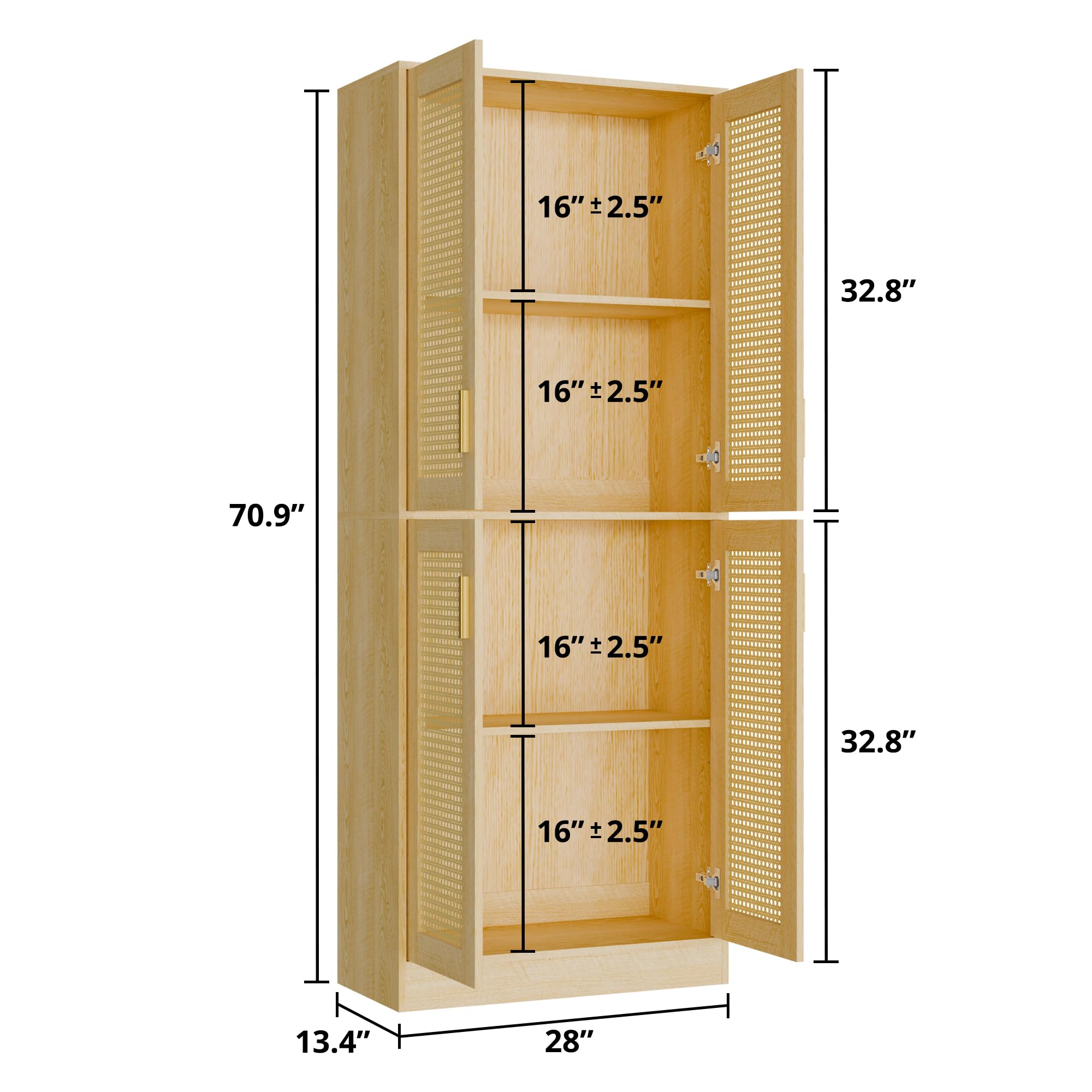 Tall Rattan Storage Cabinet with Adjustable Shelves