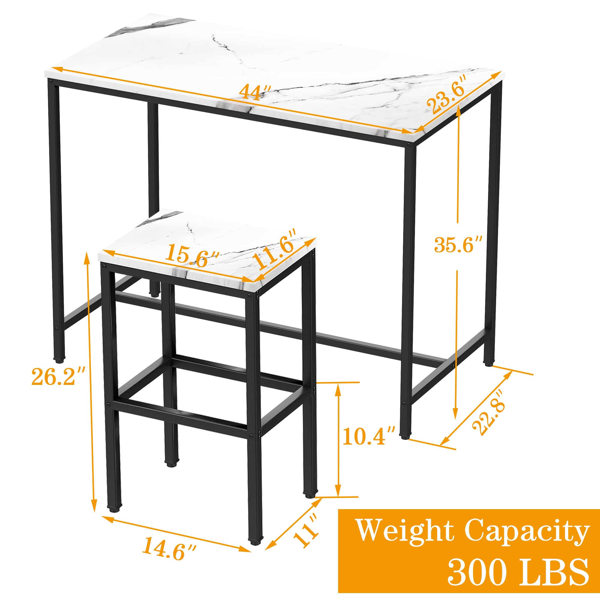 5 Piece Bar Table Set with Faux Marble Top