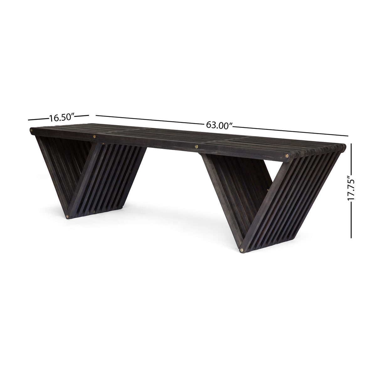 Esme Outdoor Acacia Wood Bench Dark Gray