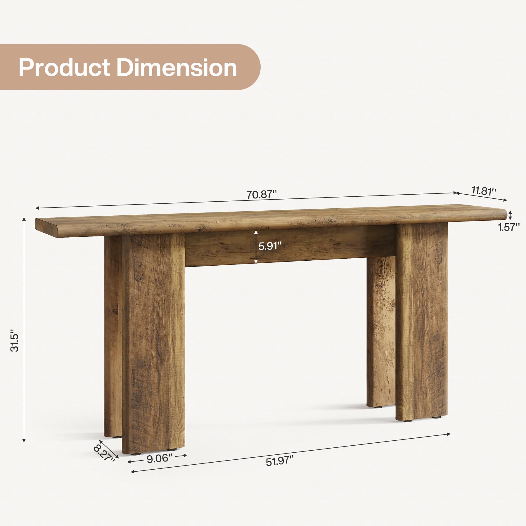 70.87" Extra Long Console Table Mid-Century Modern Entryway Sofa Table