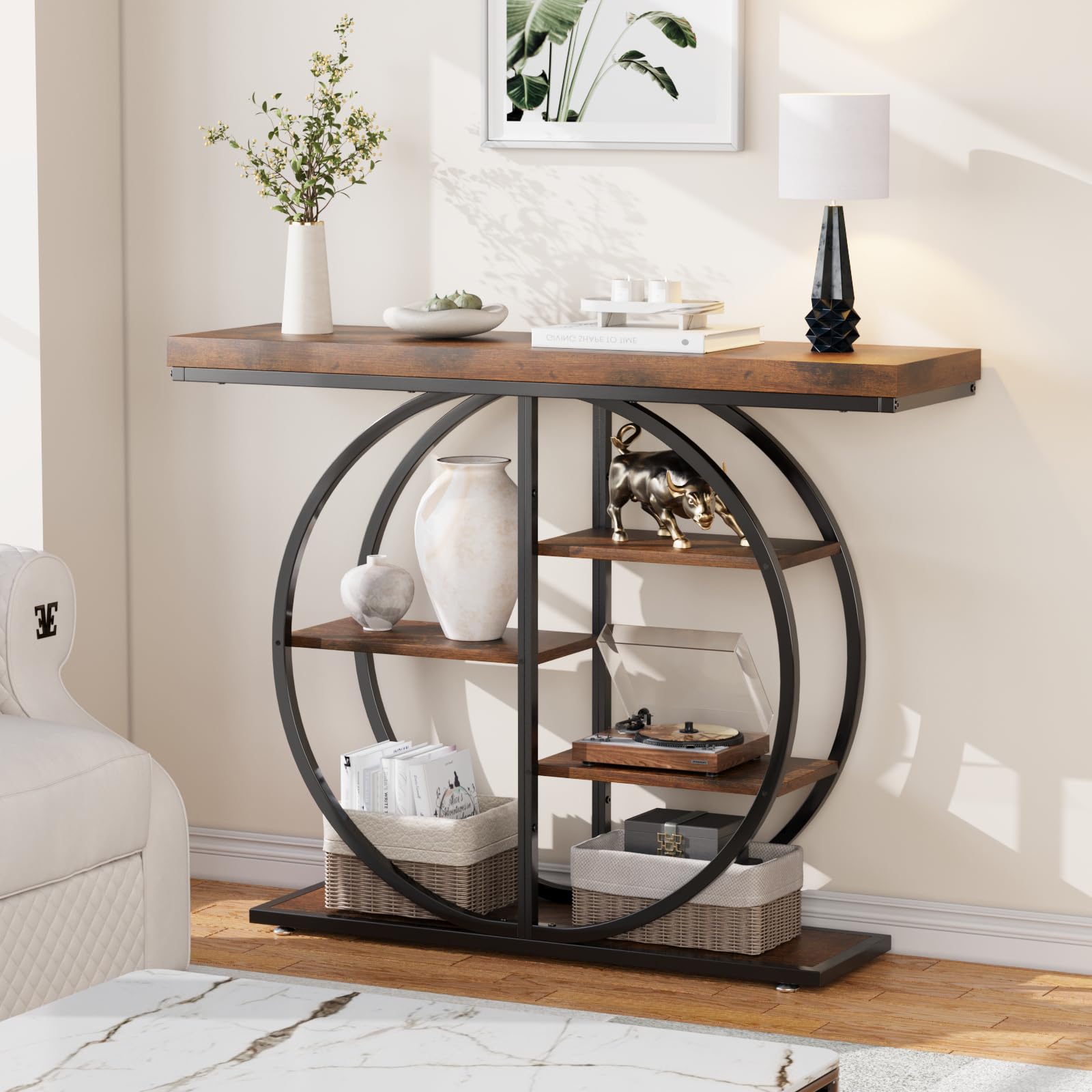 41.3" Industrial Console Table with Storage Shelves