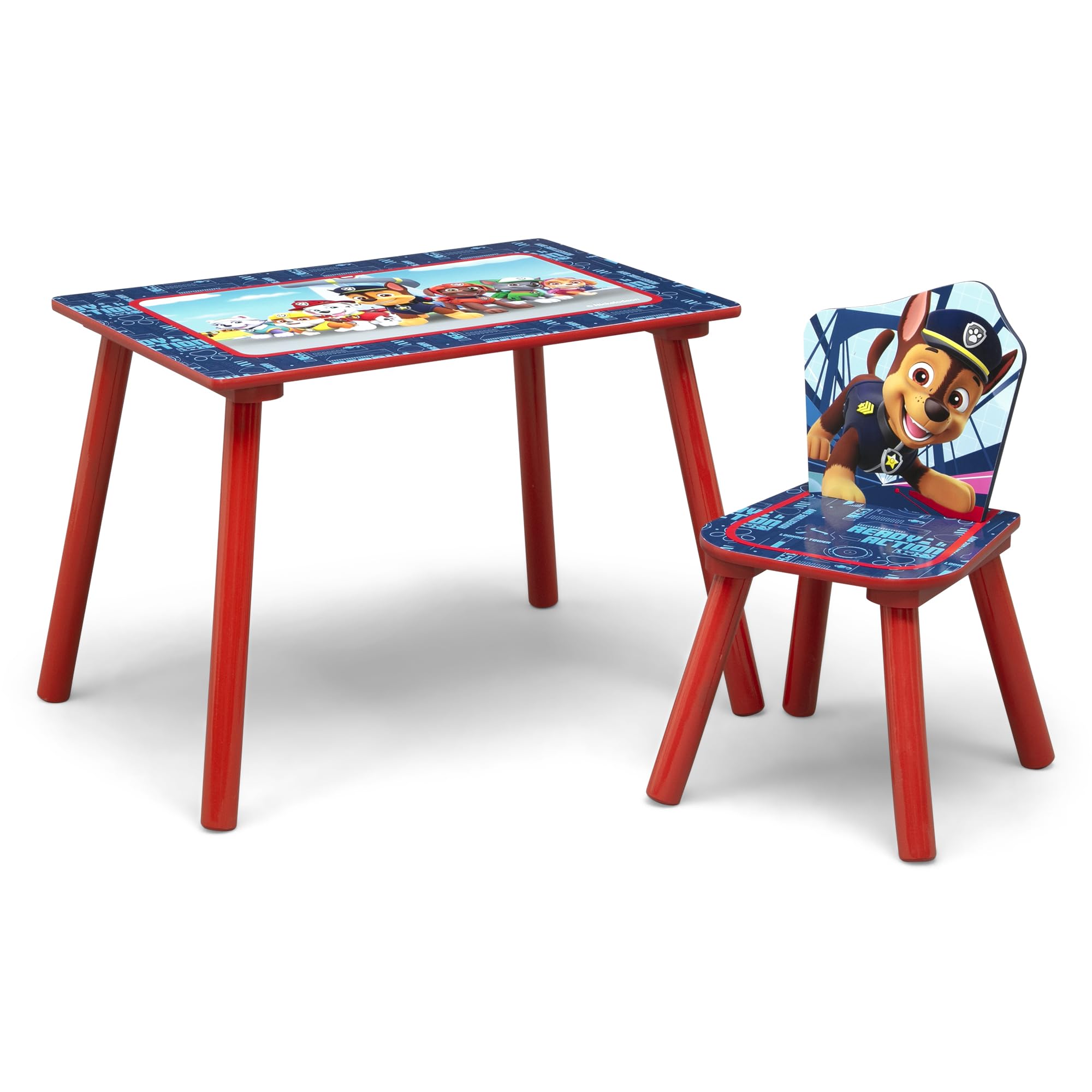 4-Piece Toddler Bedroom Set with Bed, Table, Chair and Toy Box
