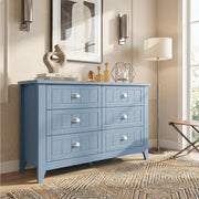 6 Drawer Dresser with Wood Top - Wide Chest of Drawers for Bedroom
