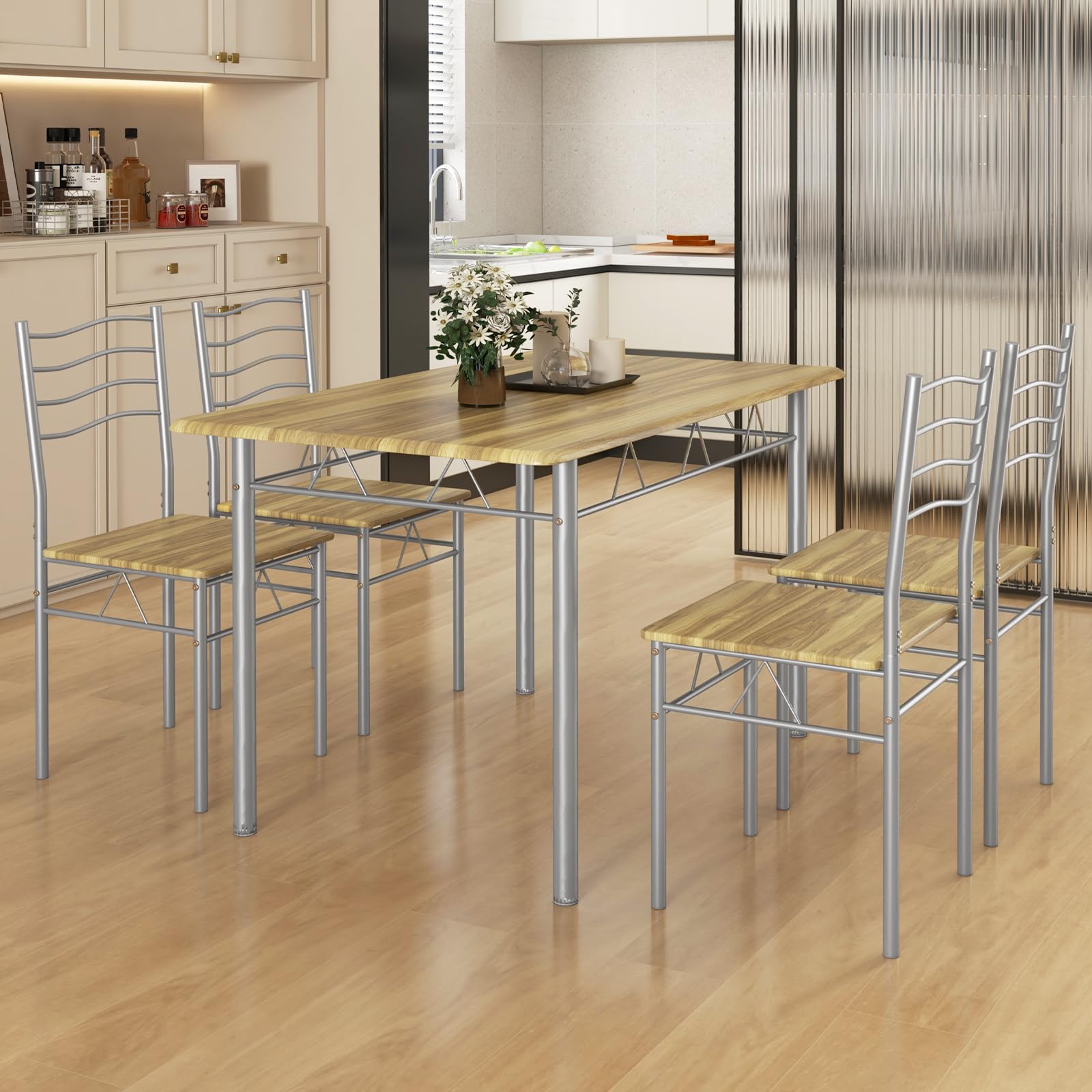 5-Piece Dining Table Set with 4 Chairs