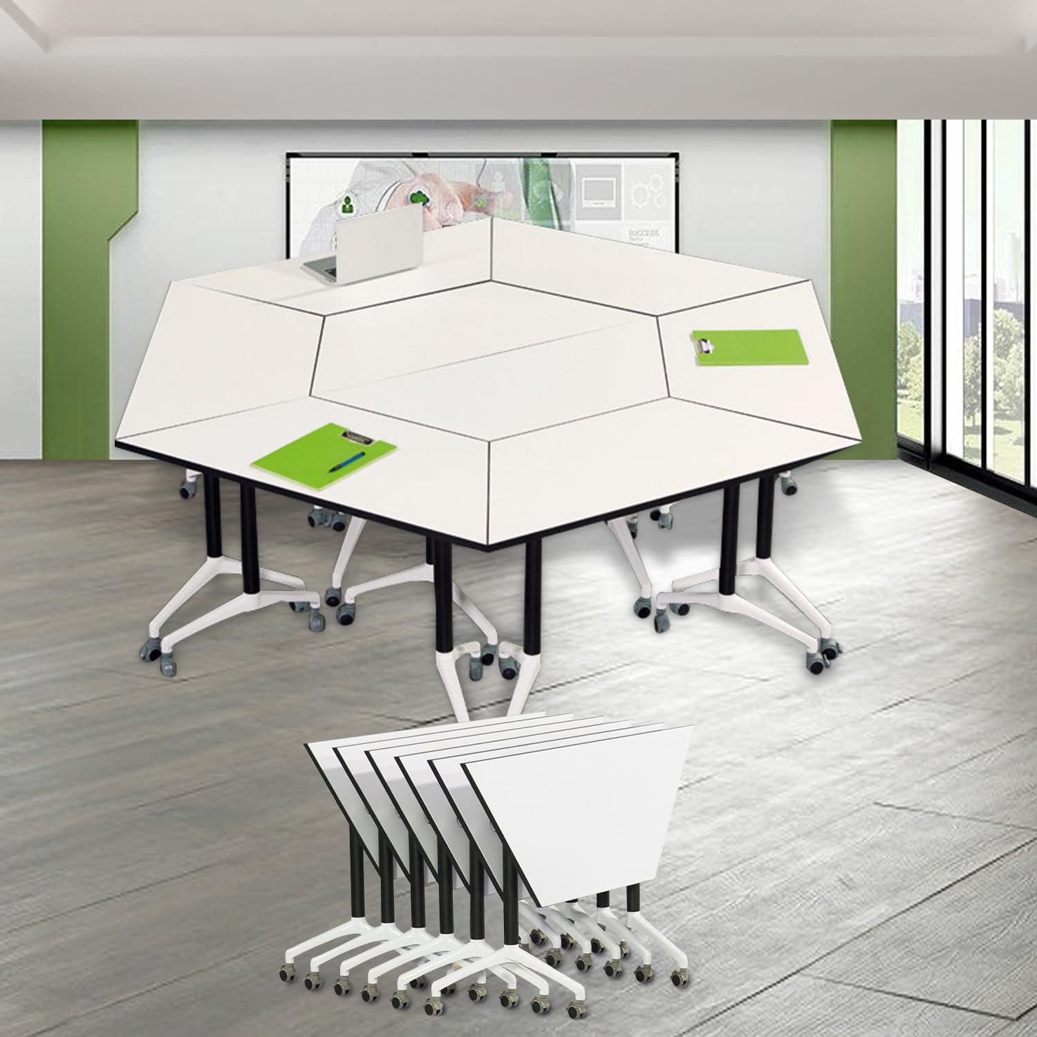 Foldable Conference Room Table with Wheels