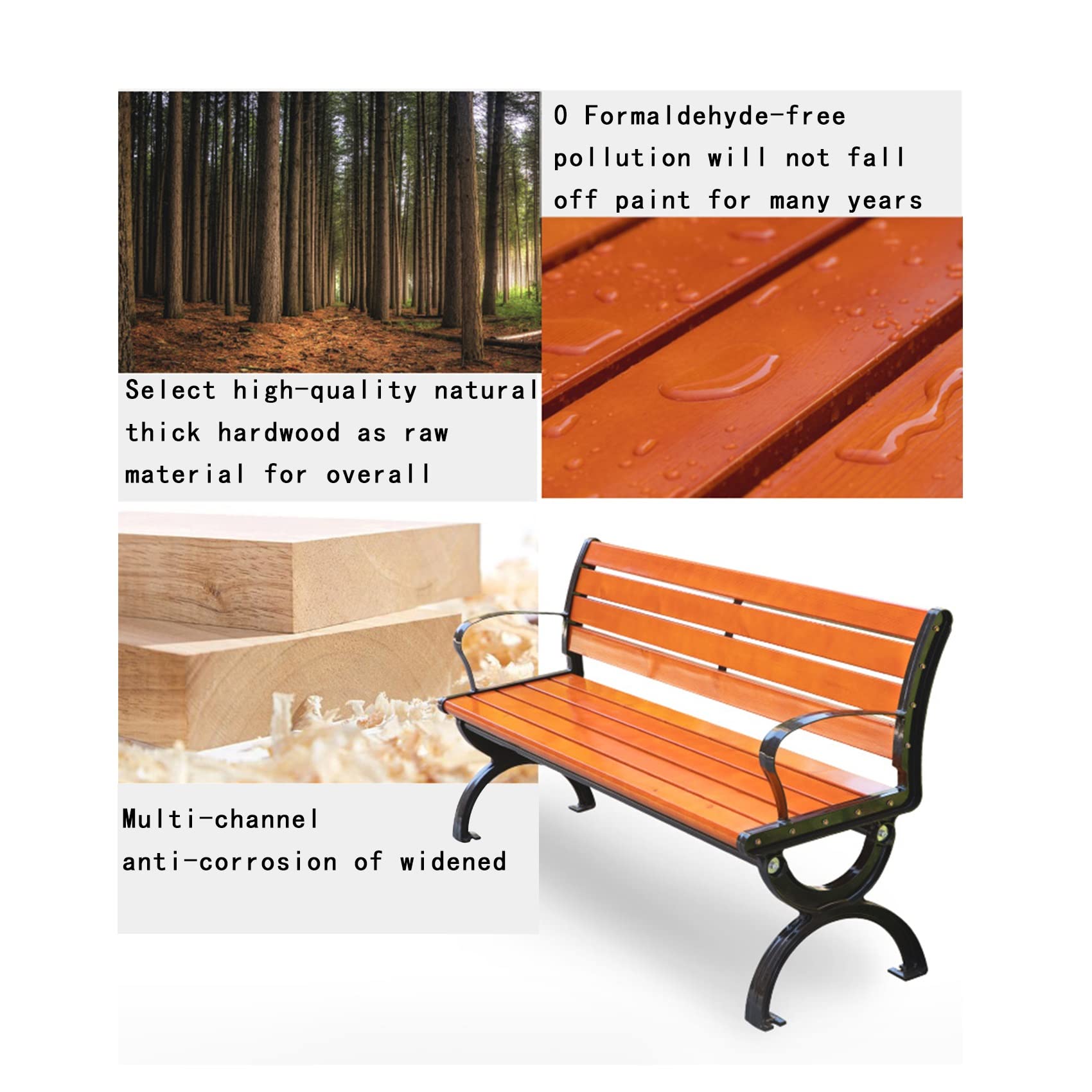 Outdoor Garden Bench with Backrest