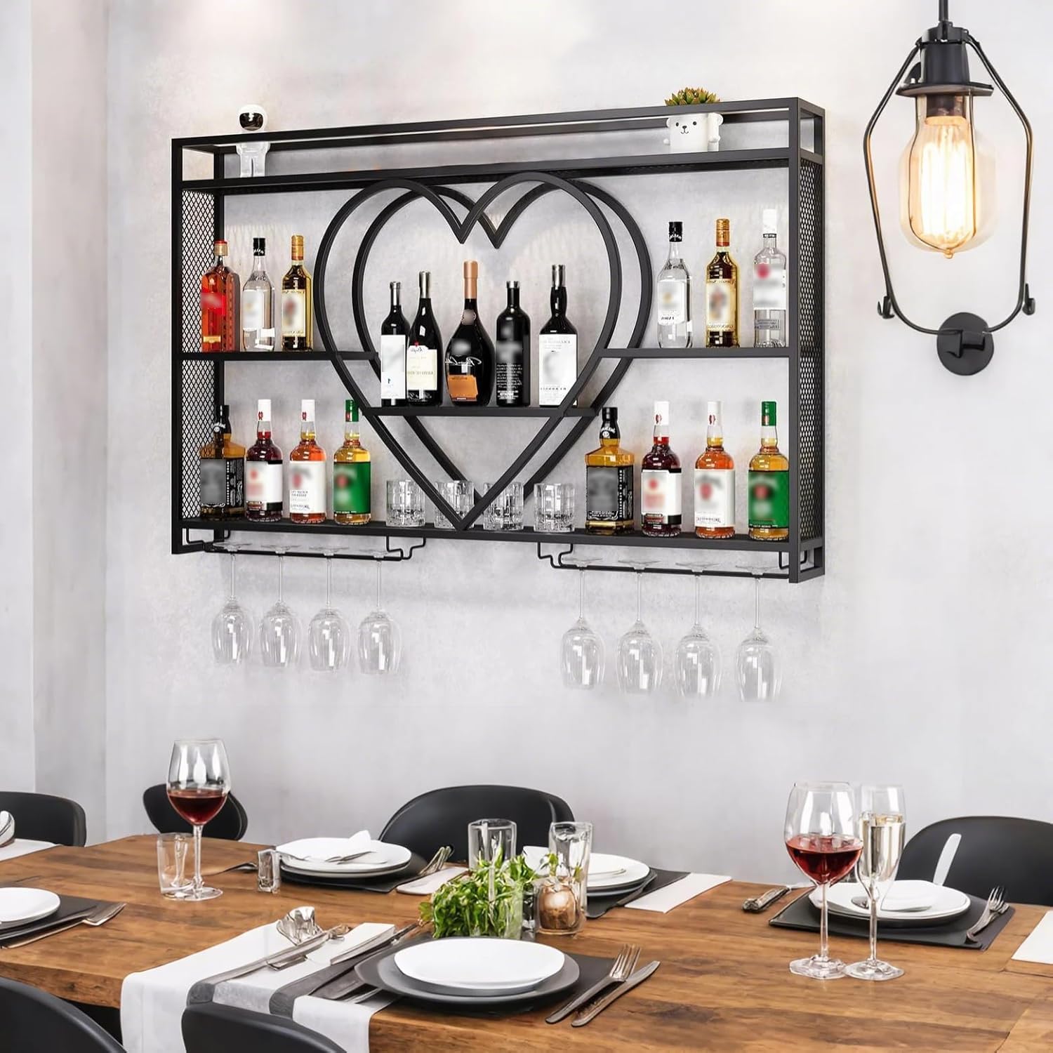 Wall Mounted Wine Rack with LED Lighting