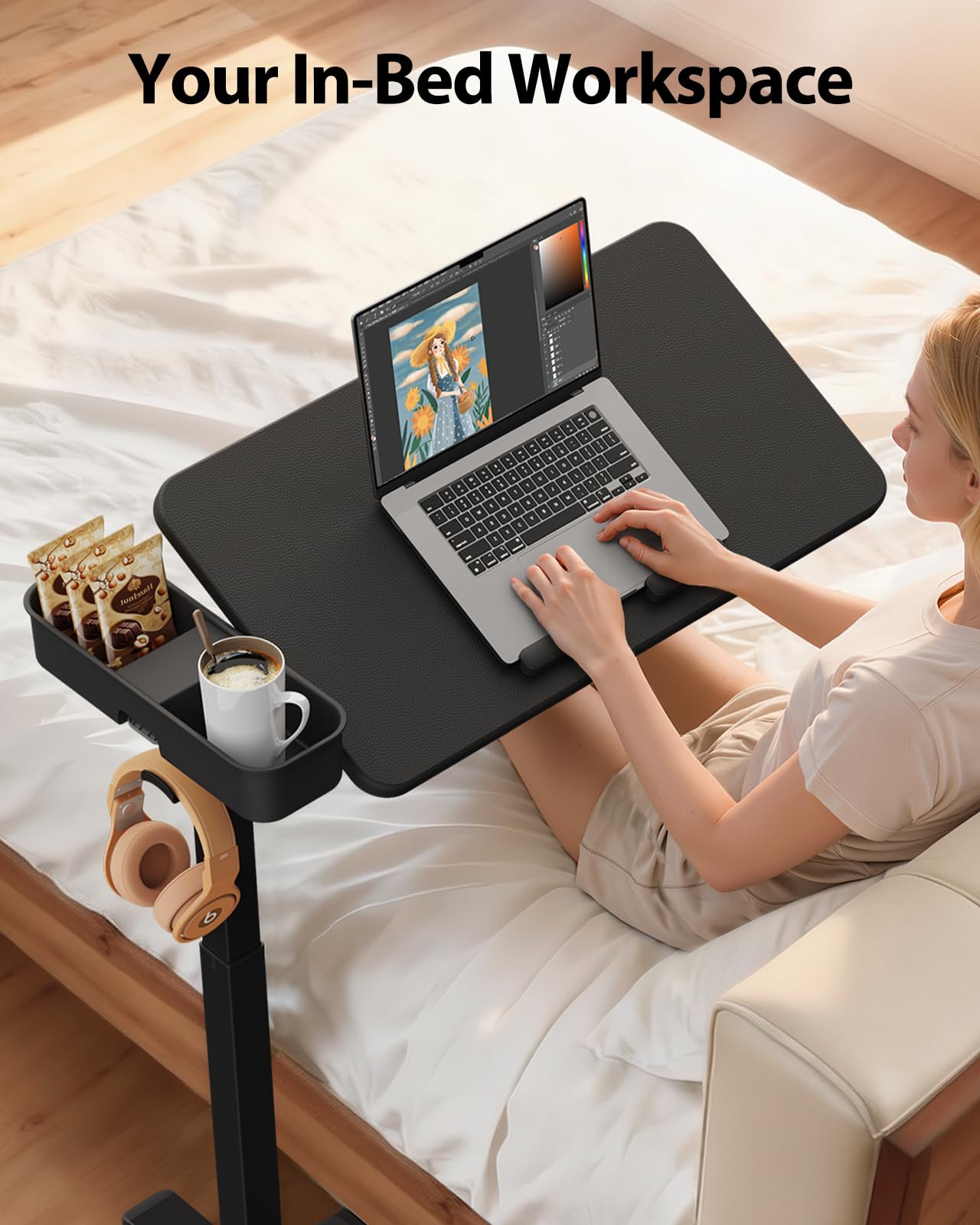 Magnetic Overbed Table with Wheels