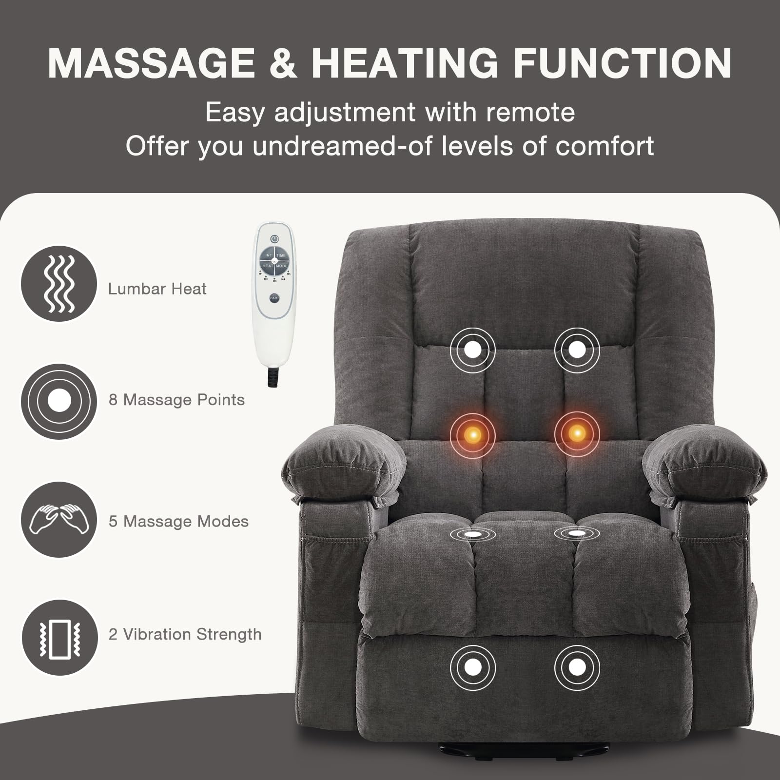 Power Lift Recliner Chair with Heat and Massage