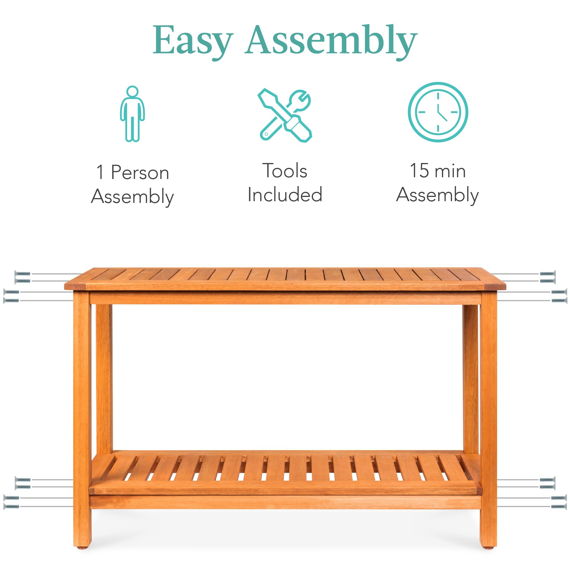 48in Eucalyptus Console Table Indoor Outdoor Storage