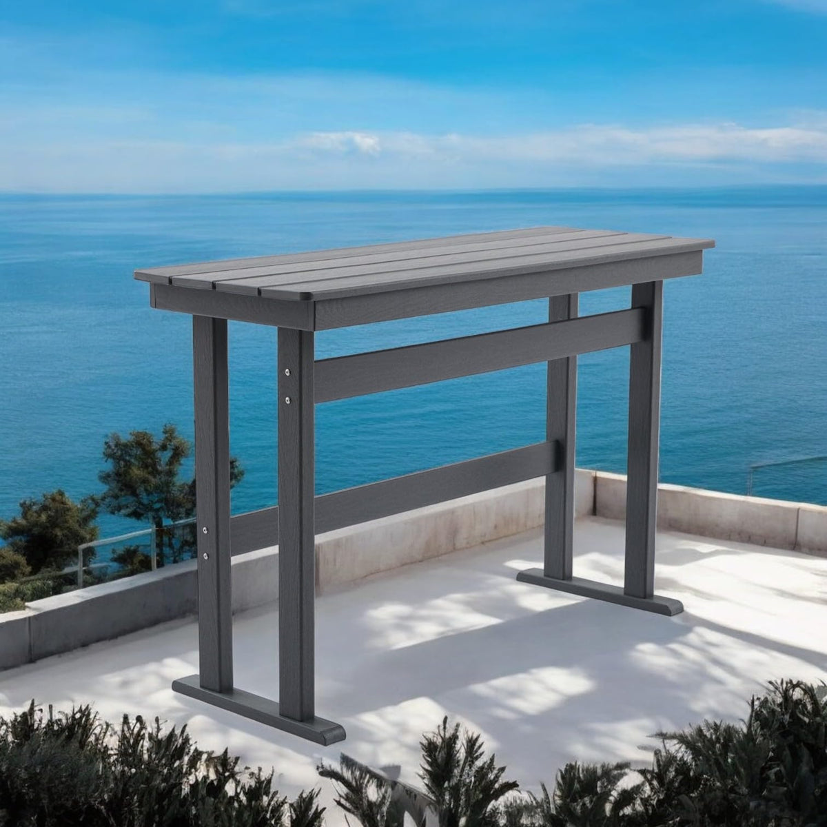 54" Outdoor Bar Height Patio Table - Dark Grey