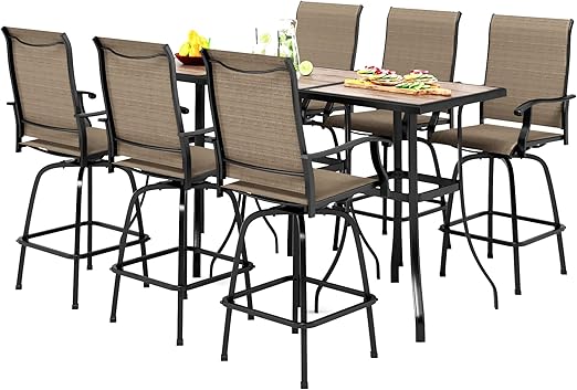 Outdoor Bar Height Bistro Table with Wooden-Like Top
